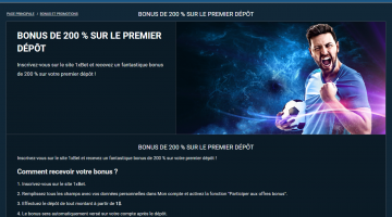1xBet - Bonus de 200% sur le premier dépôt
