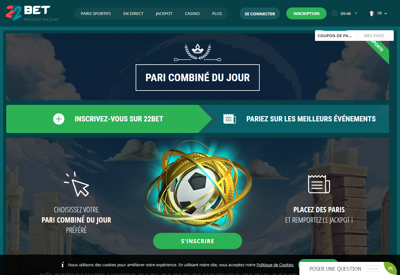 22Bet Pari combiné du jour